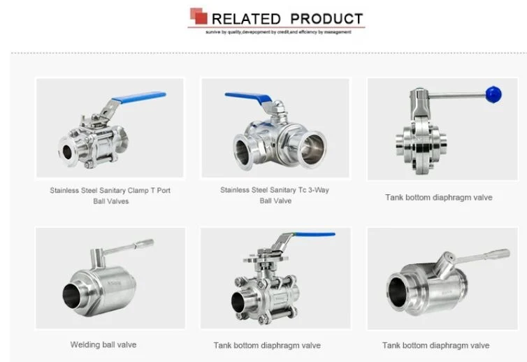 Sanitary Stainless Steel SS304/SS316L Clamped Three-Way (Square) Ball Valve & Globe Valve