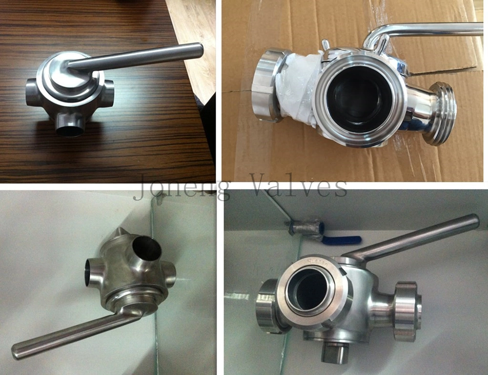 Joneng Stainless Steel Sanitary Manual Three-Way Plug Cock Valve with Male Parts